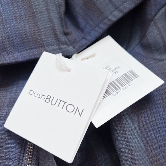 pushBUTTON wool Off Shoulder Jumper Jacket plaid in Navy Size XS - Picture 10 of 13